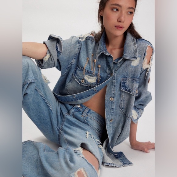 Free People Brandy fringe pin set Gold Brooch with Dangle Chains - Picture 4 of 7